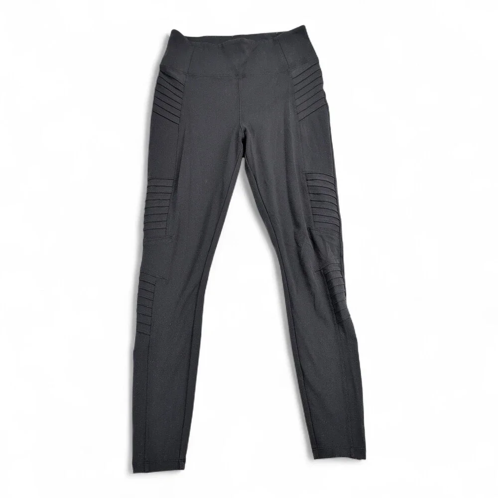 Athleta Moto Ribbed Performance Leggings Black M‎